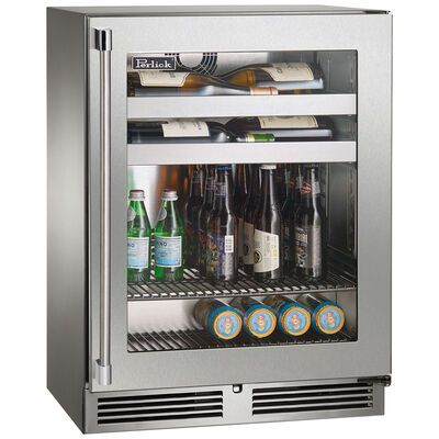 Perlick Signature Series 24 in. Built-In 3.1 cu. ft. Compact Beverage Center with Pull-Out Shelves & Digital Control - Stainless Steel | HH24BO-4-3R