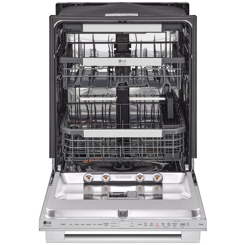 LG Studio 24 in. Top Control Flush-Mount Smart Dishwasher with 40 dBa Sound Level, 3rd-Rack & Dynamic Dry - PrintProof Stainless Steel, , hires