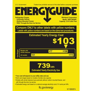 Whirlpool 36 in. 23.8 cu. ft. Counter Depth French Door Refrigerator with Ice & Water Dispenser - Black Stainless Steel, Black Stainless Steel, hires