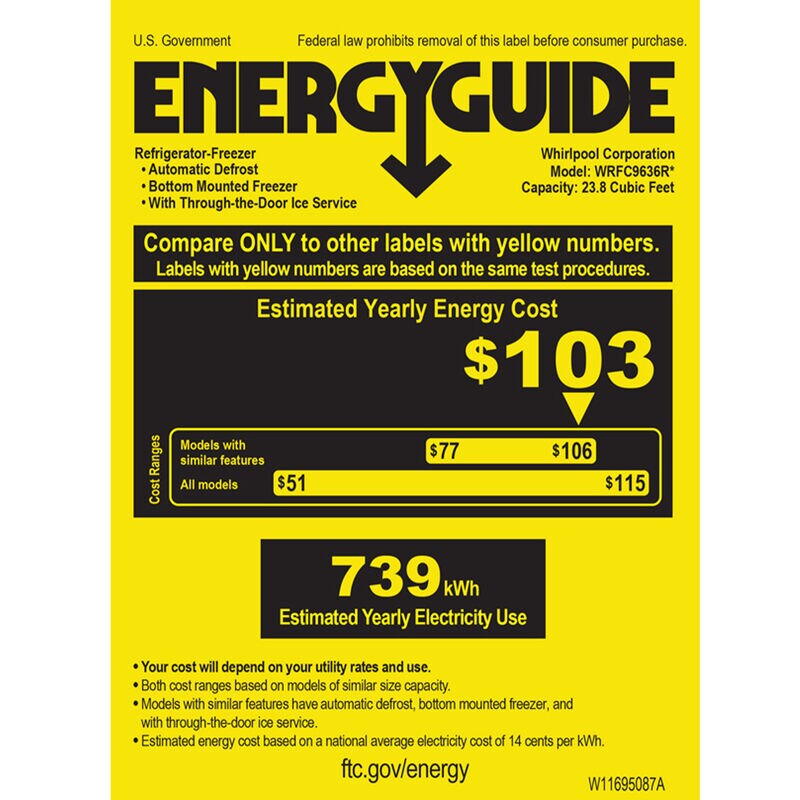 Whirlpool 36 in. 23.8 cu. ft. Counter Depth French Door Refrigerator with Ice & Water Dispenser - Black Stainless Steel, Black Stainless Steel, hires