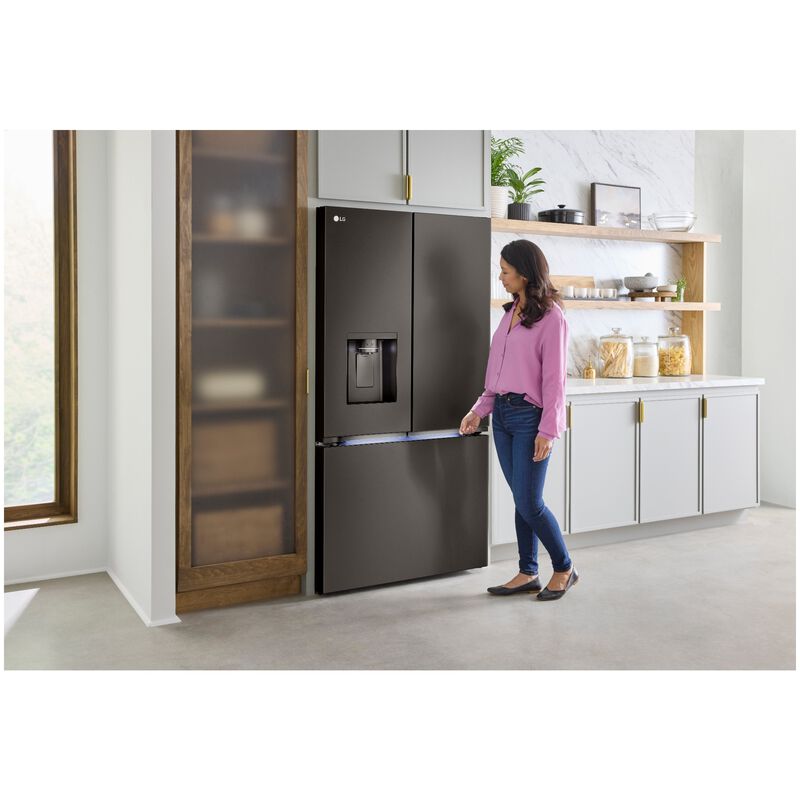 LG 36 in. 25.5 cu. ft. Smart Counter Depth French Door Refrigerator with Ice & Water Dispenser - PrintProof Black Stainless Steel, PrintProof Black Stainless Steel, hires