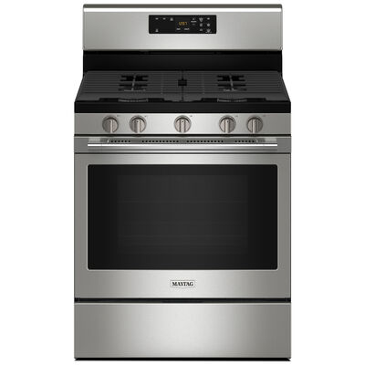 Maytag 30 in. 5.0 cu. ft. Oven Freestanding Gas Range with 5 Sealed Burners - Fingerprint Resistant Stainless Steel | MGR6600PZ