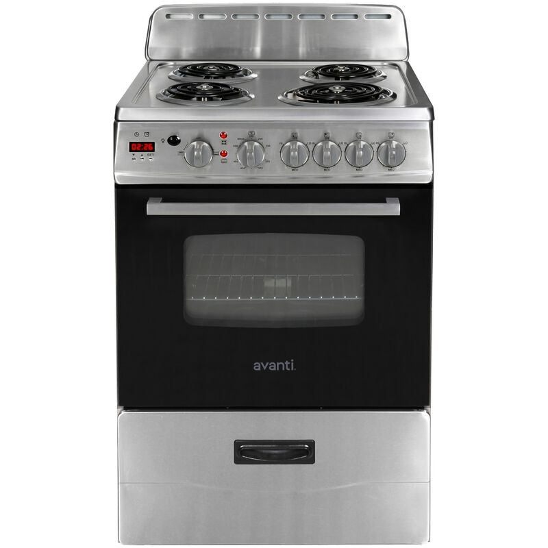 Avanti 24 in. 2.6 cu. ft. Electric Range with Coil Burners - Stainless Steel, , hires