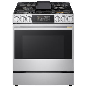 LG Signature 30 in. 6.3 cu. ft. Smart Air-Fry True European Convection Slide-in Gas Range with 5 Sealed Burners & Griddle - PrintProof Stainless Steel, , hires
