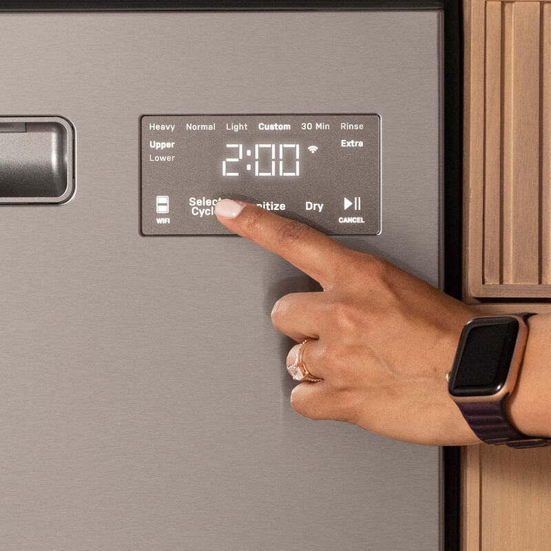 GE Profile 24 in. Smart Double Dishwasher Drawer with Front Control, 48 dBA Sound Level & Pocket Handle - Fingerprint Resistant Stainless, , hires