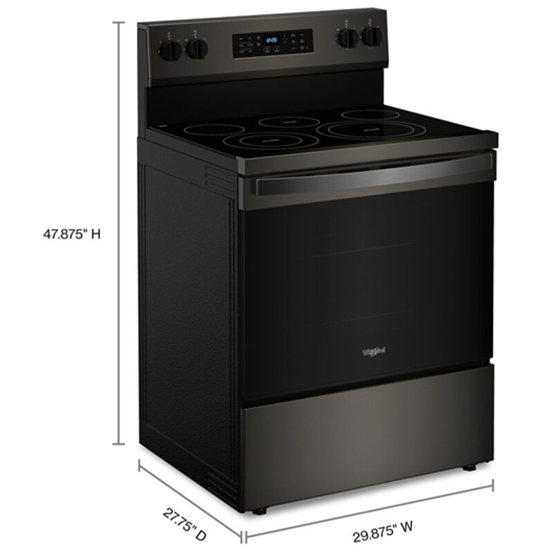 Whirlpool 30 in. 5.3 cu. ft. Air-Fry Standard Convection Electric Range with Radiant Burners - Black Stainless, , hires