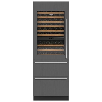 Sub-Zero Designer Series 30 in. Built-in Smart Wine Column Storage with Wood Racks, Multi-Temperature Zones & 86 Bottle Capacity - Custom Panel Ready | DET3050WR-L