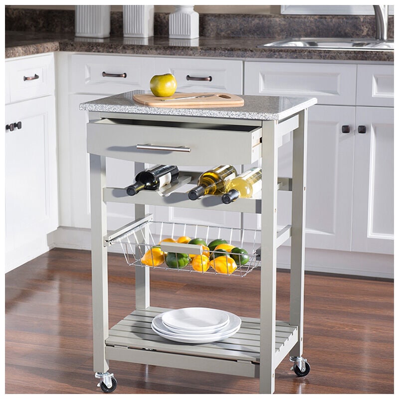 Cullen Kitchen Cart with Granite Top-Gray, , hires