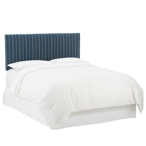 Skyline Furniture Cotton Fabric King Size Upholstered Headboard - Indigo Blue Fritz Stripe Print, Indigo, hires