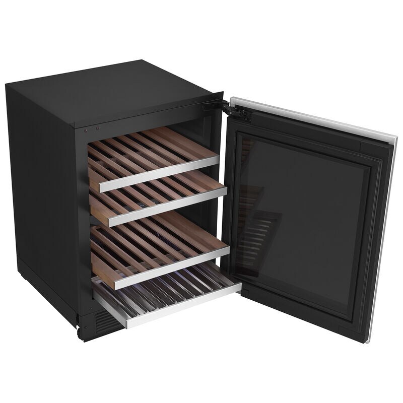 Signature Kitchen Suite 24 in. Undercounter Smart Wine Cooler with Metal & Wood Racks, Dual Temperature Zones & 41 Bottle Capacity - Custom Panel Ready, , hires