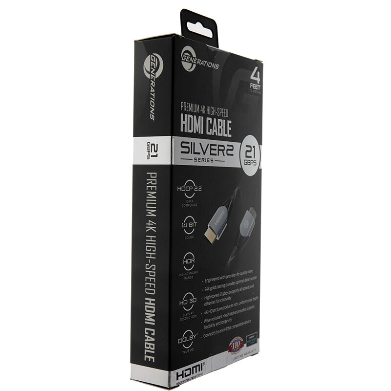 Generations 21.0 Gbps High Speed 4' Silver Series HDMI Cable, , hires