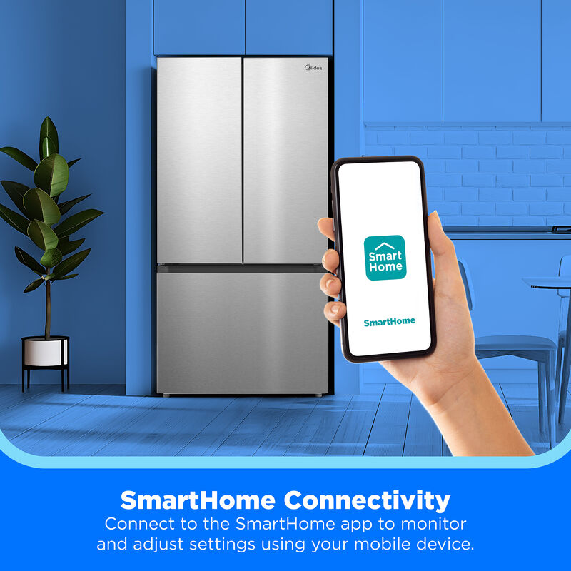 Midea 33 in. 22.6 cu. ft. Smart Counter Depth Garage-Ready French Door Refrigerator with Ice Maker - Stainless Steel, , hires