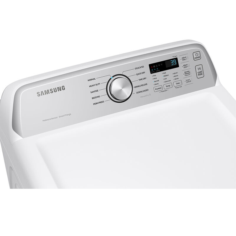 Samsung 27 in. 7.4 cu. ft. Smart Gas Dryer with Sanitize Cycle & Sensor Dry - White, White, hires