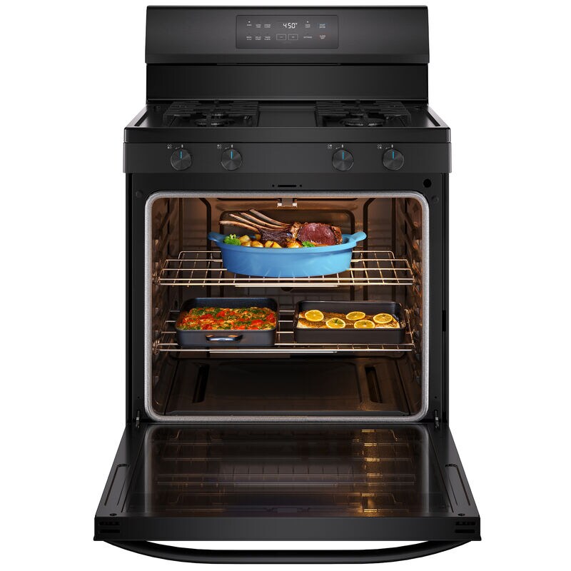 Midea 30 in. 6.1 cu. ft. Gas Range with 4 Sealed Burners - Black, Black, hires