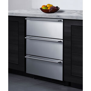 Summit 24 in. 4.9 cu. ft. Outdoor Triple Refrigerator Drawers - Stainless Steel, , hires