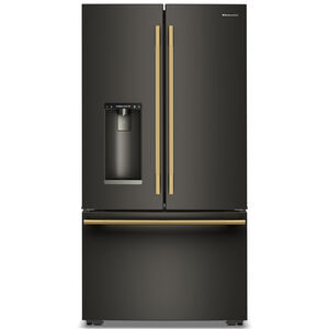 KitchenAid 36 in. 23.1 cu. ft. Smart Counter Depth French Door Refrigerator with Ice & Water Dispenser - Black Ore, Black Ore, hires