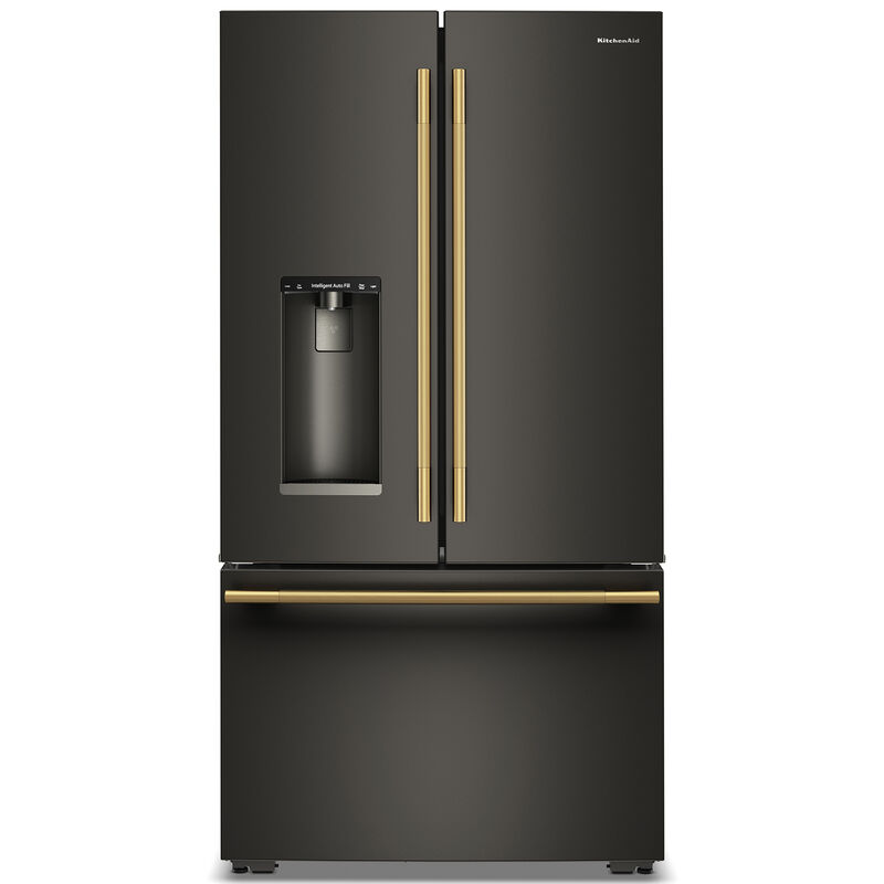 KitchenAid 36 in. 23.1 cu. ft. Smart Counter Depth French Door Refrigerator with Ice & Water Dispenser - Black Ore, Black Ore, hires