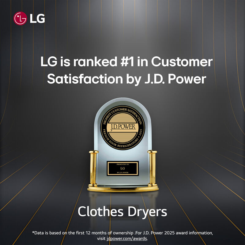 LG 27 in. 7.4 cu. ft. Smart Stackable Round-Door Electric Dryer with Tempered Glass, Built-In Intelligence, Sensor Dry, Turbo Steam, Sanitize & Steam Cycle - Black Steel, Black Steel, hires