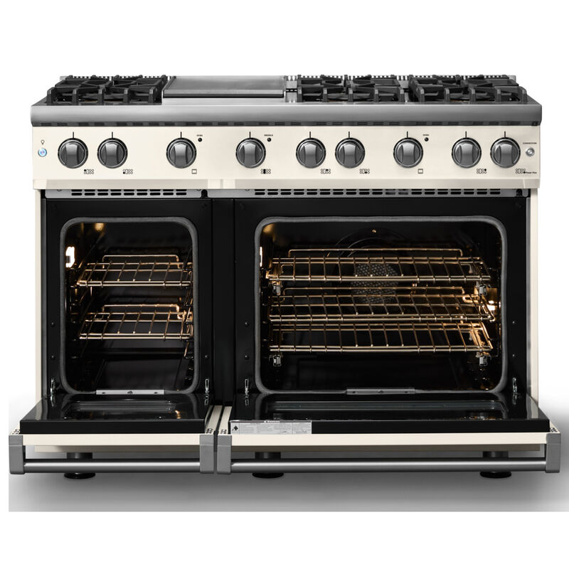 Viking 5 Series 48 in. 6.1 cu. ft. Standard Convection Double Oven Gas Range with 6 Sealed Burners & Griddle - Pure White, , hires