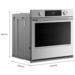 KitchenAid 30 in. 5.0 cu. ft. Smart Steam Electric Single Wall Oven with True European Convection - Stainless Steel with PrintShield Finish, , hires