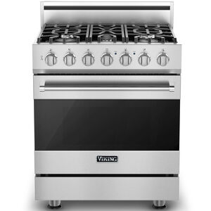 Viking 3 Series 30 in. 4.7 cu. ft. Convection Oven Freestanding Dual Fuel Range with 5 Sealed Burners - Stainless Steel, , hires