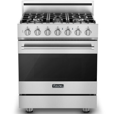 Viking 3 Series 30 in. 4.7 cu. ft. True European Convection Dual Fuel Range with 5 Sealed Burners - Stainless Steel | RVDR33025SSL