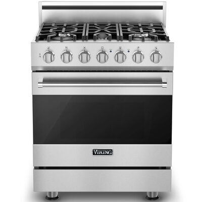 Viking 3 Series 30 in. 4.7 cu. ft. Convection Oven Freestanding Dual Fuel Range with 5 Sealed Burners - Stainless Steel | RVDR33025SSL