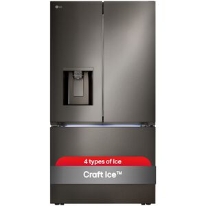 LG 36 in. 25.5 cu. ft. Smart Counter Depth French Door Refrigerator with Ice & Water Dispenser - PrintProof Black Stainless Steel, PrintProof Black Stainless Steel, hires