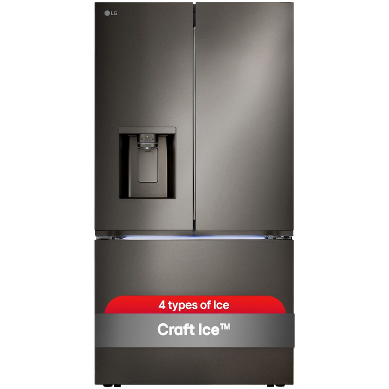 LG 36 in. 25.5 cu. ft. Smart Counter Depth French Door Refrigerator with Ice & Water Dispenser - PrintProof Black Stainless Steel, PrintProof Black Stainless Steel, hires