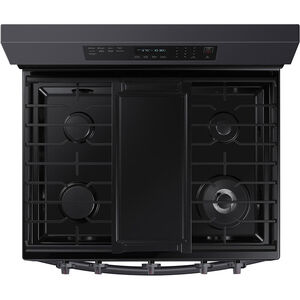 Samsung 30 in. 6.0 cu. ft. Smart Air Fry Convection Oven Freestanding Gas Range with 5 Sealed Burners & Griddle - Black Stainless, Black Stainless, hires
