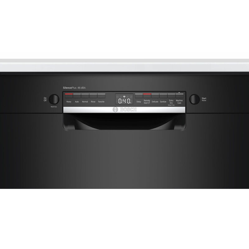 Bosch 300 Series 24 in. Smart Built-In Dishwasher with Front Control, 46 dBA Sound Level, 13 Place Settings, 5 Wash Cycles & Sanitize Cycle - Black, , hires