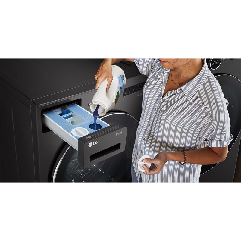 LG 27 in. 7.4 cu. ft. Electric Smart Dryer with 23 Dryer Programs, 11 Dry Options, Wrinkle Care & Sensor Dry - Black Steel, , hires