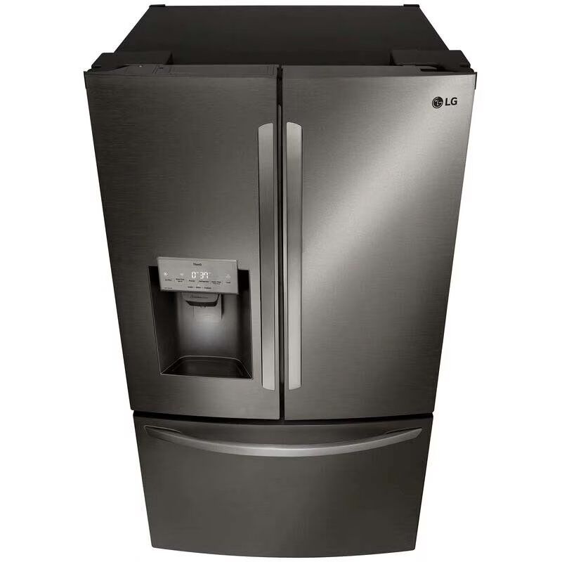 LG 36 in. 27.7 cu. ft. Smart French Door Refrigerator with Ice & Water Dispenser - PrintProof Black Stainless Steel, PrintProof Black Stainless Steel, hires