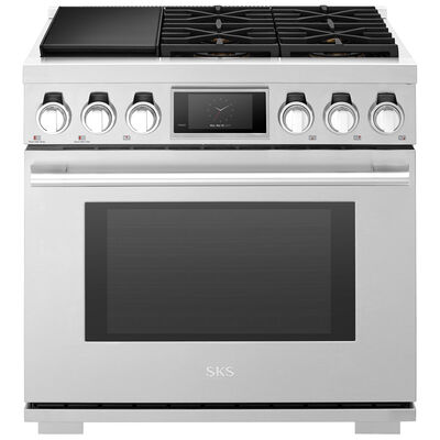 SKS 36 in. 6.3 cu. ft. Smart Standard Convection Steam Dual Fuel Range with 6 Sealed Burners - Stainless Steel | SKSDR360S