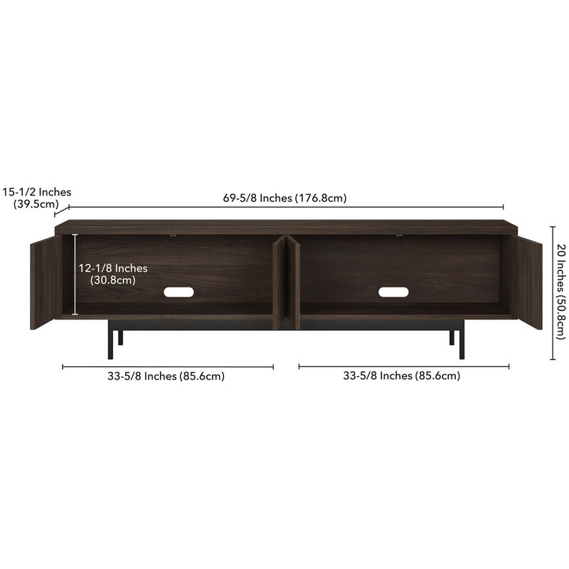 Preston & Cole Everett 70" Wide TV Stand for TVs up to 75" - Alder Brown, , hires