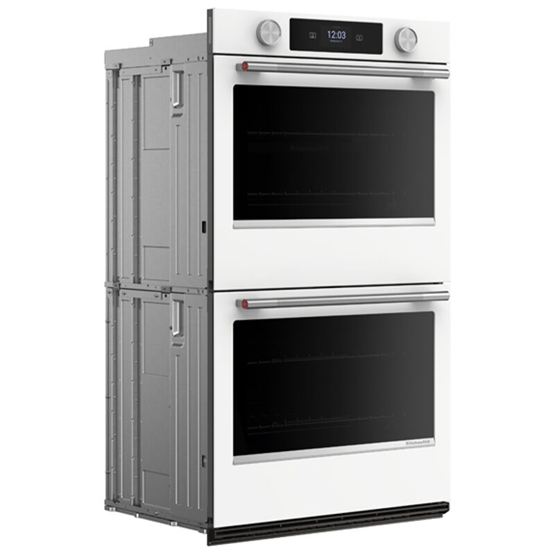 KitchenAid 30 in. 10.0 cu. ft. Smart Top Control Steam Electric Double Wall Oven with True European Convection - White, , hires