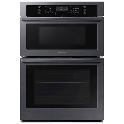 Samsung 30 in. 7.0 Cu. Ft. Electric Smart Oven/Microwave Combo Wall Oven with Standard Convection & Self Clean - Black Stainless Steel | NQ70T5511DG