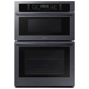 Samsung 30 in. 7.0 Cu. Ft. Electric Smart Oven/Microwave Combo Wall Oven with Standard Convection & Self Clean - Black Stainless Steel, Black Stainless Steel, hires