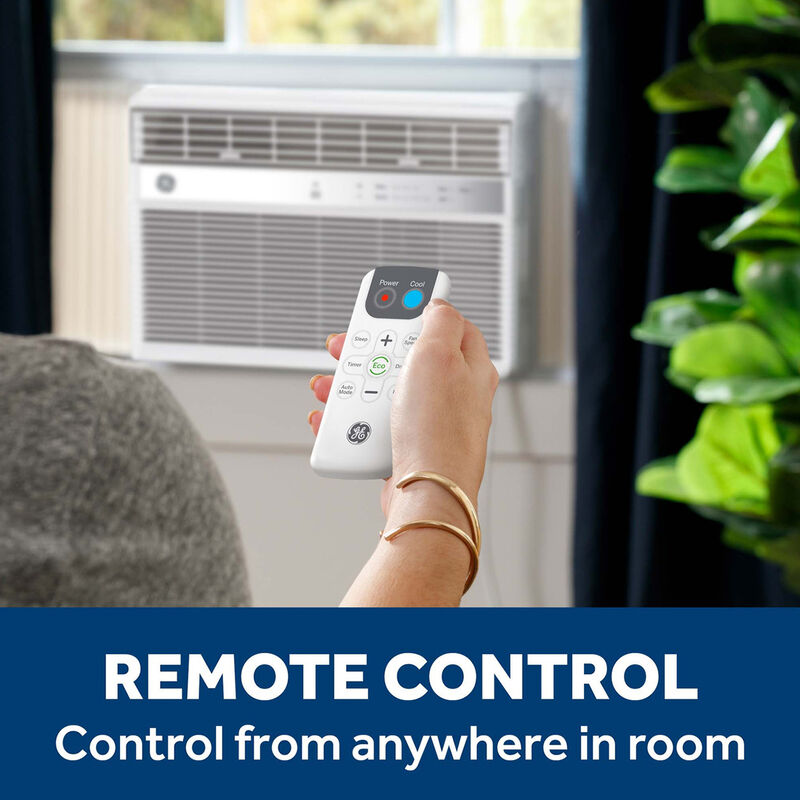 GE 8,000 BTU Smart Window Air Conditioner with 3 Fan Speeds, Sleep Mode & Remote Control - White, , hires