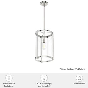 Hunter Astwood 11.5 in. Pendant with Clear Glass - Polished Nickel, , hires