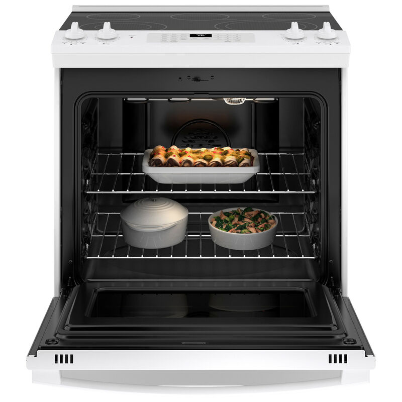 GE 30 in. 5.3 cu. ft. Air Fry Convection Oven Slide-In Electric Range with 5 Smoothtop Burners - White, White, hires