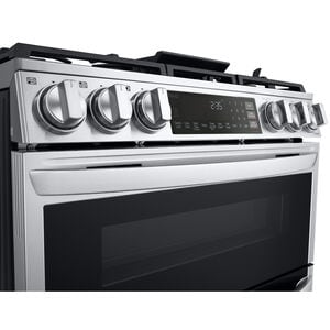 LG 30 in. 6.9 cu. ft. Smart Air Fry True European Convection Double Oven Slide-In Gas Range with 5 Sealed Burners & Griddle - PrintProof Stainless Steel, PrintProof Stainless Steel, hires