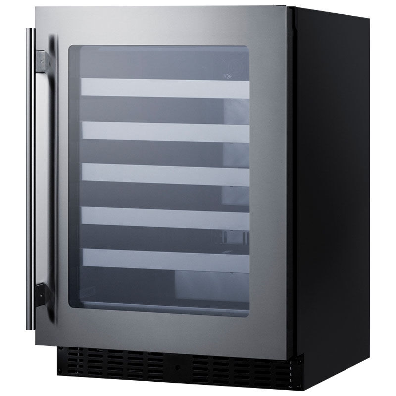 Summit 24 in. Undercounter Wine Cooler with Metal Racks, Single Temperature Zone & 33 Bottle Capacity - Stainless Steel, , hires