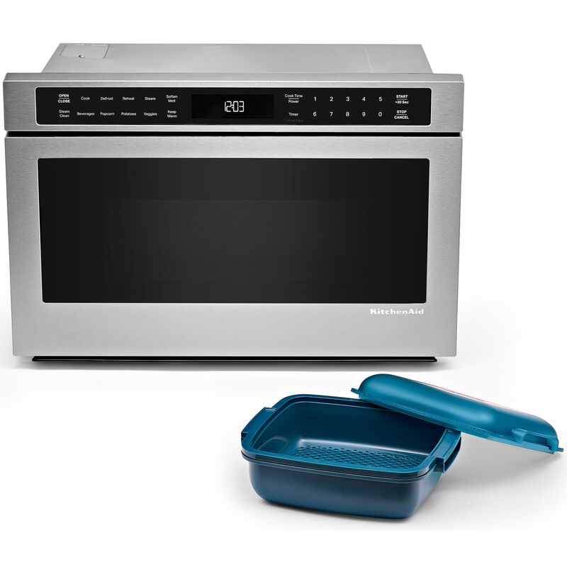 KitchenAid 24 in. 1.3 cu. ft. 950W Drawer Microwave with Sensor Cooking - Stainless Steel with PrintShield Finish, , hires