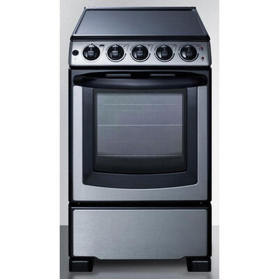 Summit White Pearl Series 20 in. 2.3 cu. ft. Slide-In Electric Range with Smoothtop Burners - Stainless Steel | REX2071SSRT