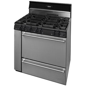 Premier Pro Series 36 in. 3.9 cu. ft. Oven Freestanding Gas Range with 6 Open Burners & Griddle - Stainless Steel, , hires