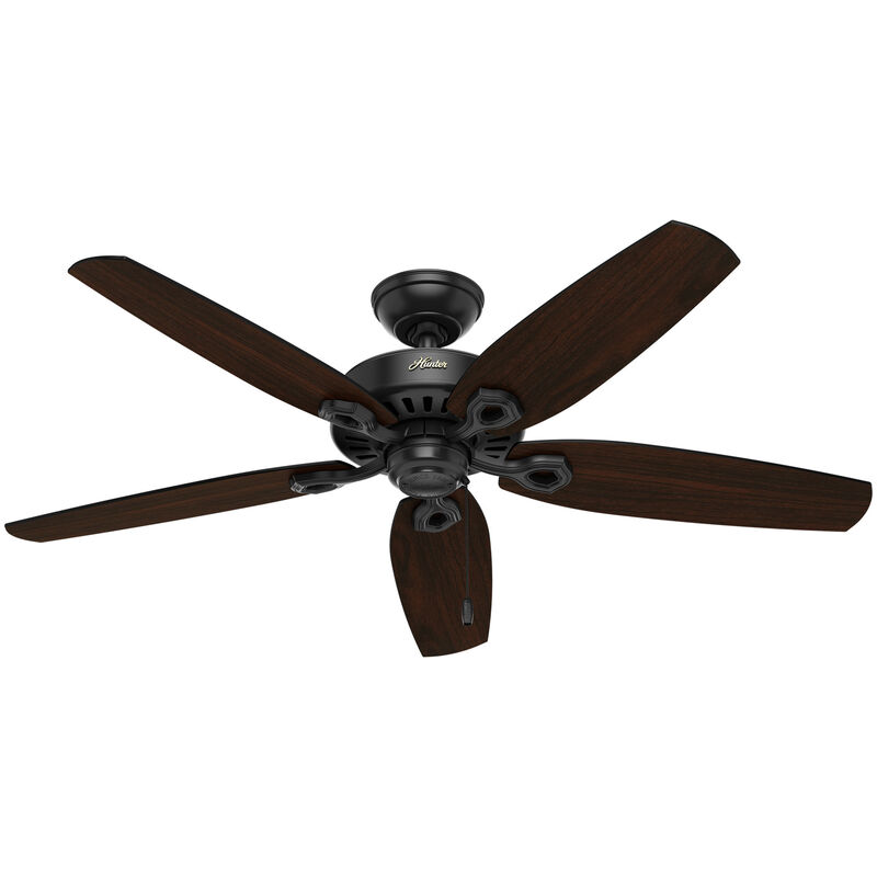 Hunter 52 inch Builder Damp Rated Ceiling Fan and Pull Chain - Matte Black, , hires