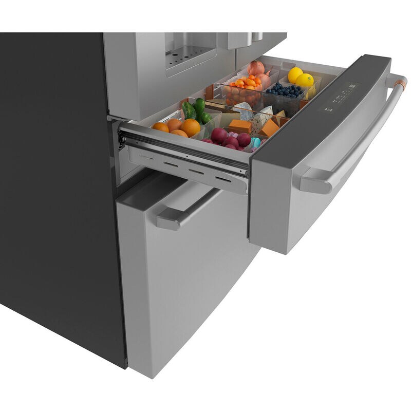 Cafe 36 in. 22.3 cu. ft. Smart Counter Depth 4-Door French Door Refrigerator with Ice & Water Dispenser - Stainless Steel, Stainless Steel, hires