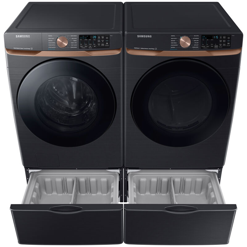 Samsung 27 in. 5.0 cu. ft. Smart Stackable Front Load Washer with Super Speed Wash, Sanitize & Steam Cycle - Brushed Black, Brushed Black, hires