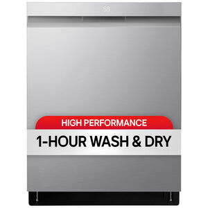 LG 24 in. Top Control Smart Dishwasher with 46 dBa Sound Level, 3rd-Rack, Dynamic Heat Dry & Pocket - PrintProof Stainless Steel, PrintProof Stainless Steel, hires